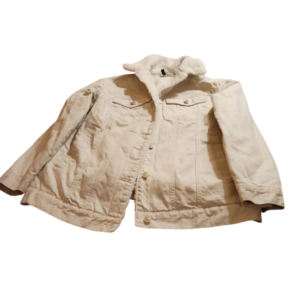 H&M Denim And Sherpa Cream Jacket Medium
